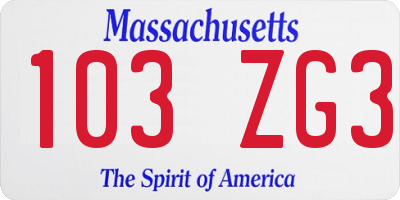 MA license plate 103ZG3