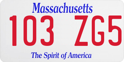 MA license plate 103ZG5