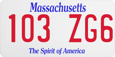 MA license plate 103ZG6