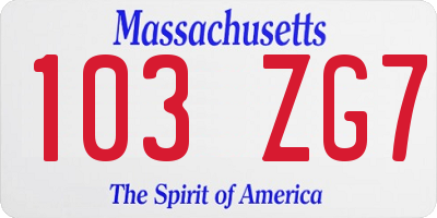 MA license plate 103ZG7