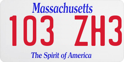 MA license plate 103ZH3