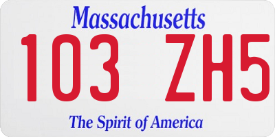 MA license plate 103ZH5