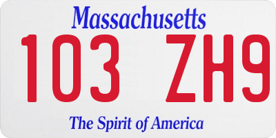 MA license plate 103ZH9