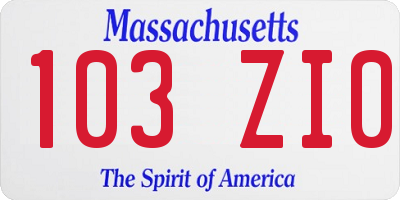 MA license plate 103ZI0