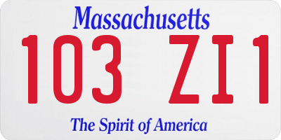 MA license plate 103ZI1