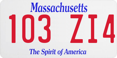 MA license plate 103ZI4