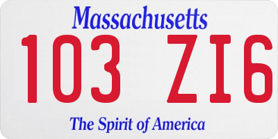 MA license plate 103ZI6