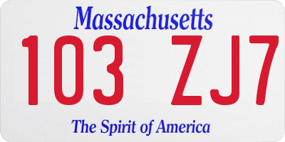 MA license plate 103ZJ7