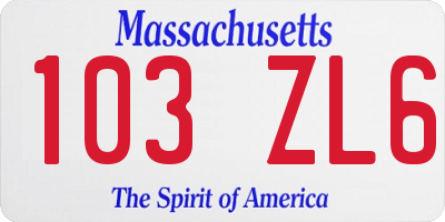 MA license plate 103ZL6