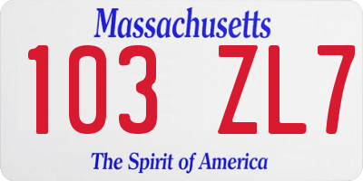 MA license plate 103ZL7