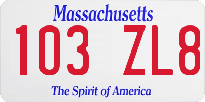MA license plate 103ZL8