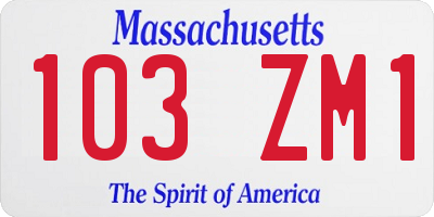 MA license plate 103ZM1