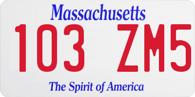 MA license plate 103ZM5