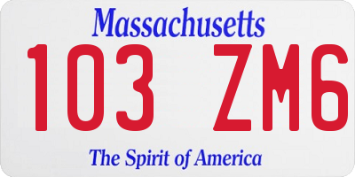 MA license plate 103ZM6
