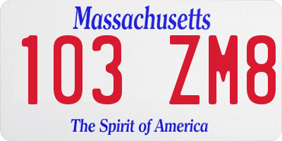 MA license plate 103ZM8