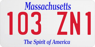 MA license plate 103ZN1
