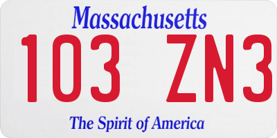 MA license plate 103ZN3