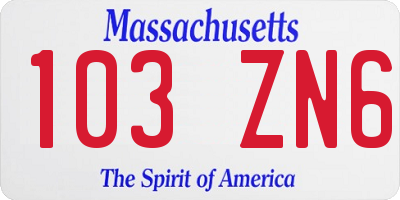 MA license plate 103ZN6