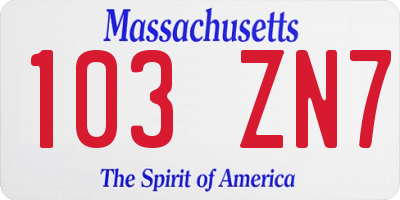 MA license plate 103ZN7