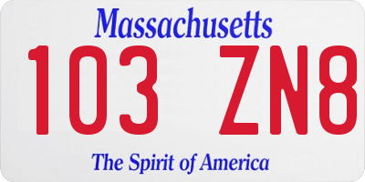 MA license plate 103ZN8