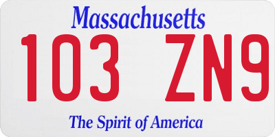 MA license plate 103ZN9