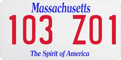 MA license plate 103ZO1