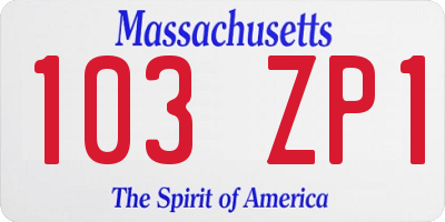 MA license plate 103ZP1