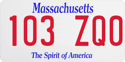 MA license plate 103ZQ0