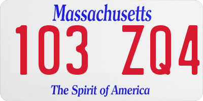 MA license plate 103ZQ4
