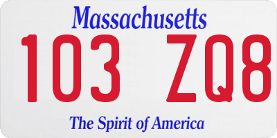 MA license plate 103ZQ8