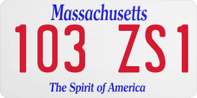 MA license plate 103ZS1