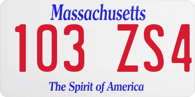 MA license plate 103ZS4