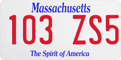 MA license plate 103ZS5