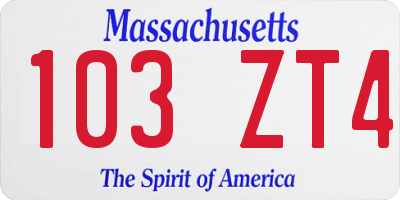 MA license plate 103ZT4