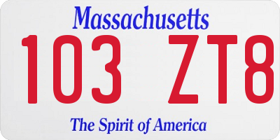 MA license plate 103ZT8