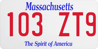 MA license plate 103ZT9