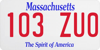 MA license plate 103ZU0