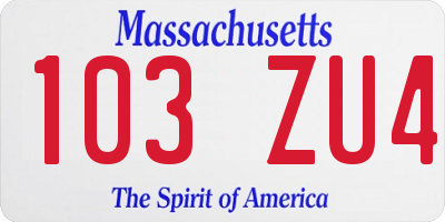 MA license plate 103ZU4