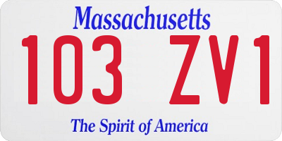 MA license plate 103ZV1