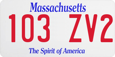 MA license plate 103ZV2
