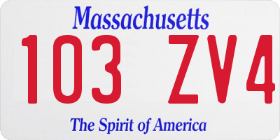 MA license plate 103ZV4