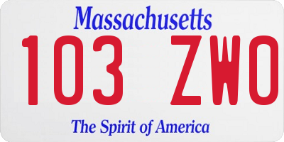 MA license plate 103ZW0