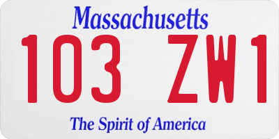 MA license plate 103ZW1