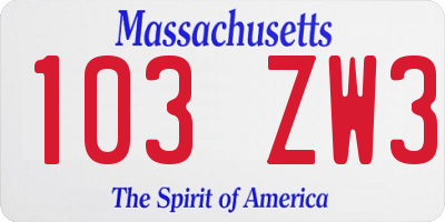 MA license plate 103ZW3