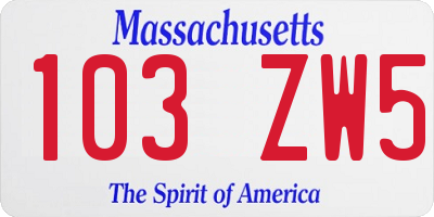 MA license plate 103ZW5