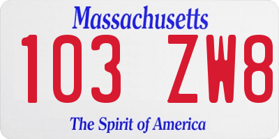 MA license plate 103ZW8