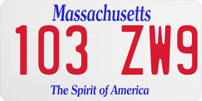 MA license plate 103ZW9