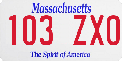 MA license plate 103ZX0