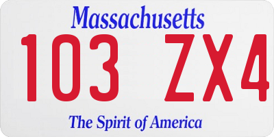 MA license plate 103ZX4
