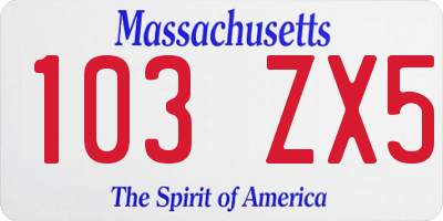 MA license plate 103ZX5